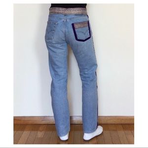 VINTAGE LEVIS 501 BLUE DENIM JEANS 29 EMBELLISHED